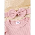 thumbnail image 4 of FOCUSNORM Tenue de Printemps pour Bébé Fille Nouveau-Né Robe à Manches Longues Col Rond avec Nœud et Bandeau Vêtements d'Automne pour Nourrisson, 4 of 9