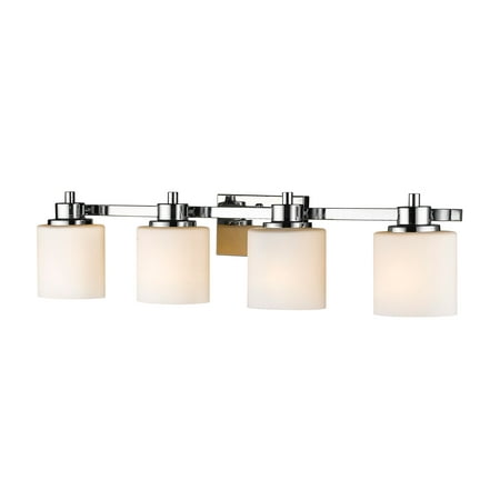 

RADIANCE Goods Contemporary 4 Light Chrome Finish Bath Vanity Wall Fixture White Alabaster Glass 33 Wide