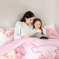 thumbnail image 5 of Manfei Kawaii Monogram J 7-Piece Twin Bedding,Marble Pattern Bedding Comforter Set,Golden Pink,Pink Reversible, 5 of 7
