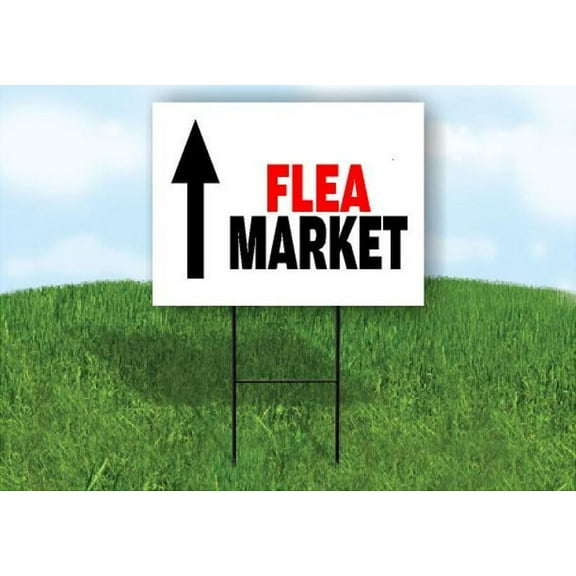 Flea Market Straight Arrow Yard Sign Road Sign (Excluding Stand) SIZE: 8" x 12"