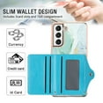 thumbnail image 4 of For Samsung Galaxy S23 Plus Marble Patterned Case with Card Holder, Back Folio Kickstand PU Leather + Soft Crystal Bumper Edge, Magnetic Clasp Back Cover For Samsung Galaxy S23 Plus,Green, 4 of 5
