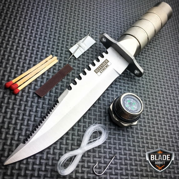 8.5" Fixed Blade Fishing Hunting Camping Knife + CASE + Survival Kit