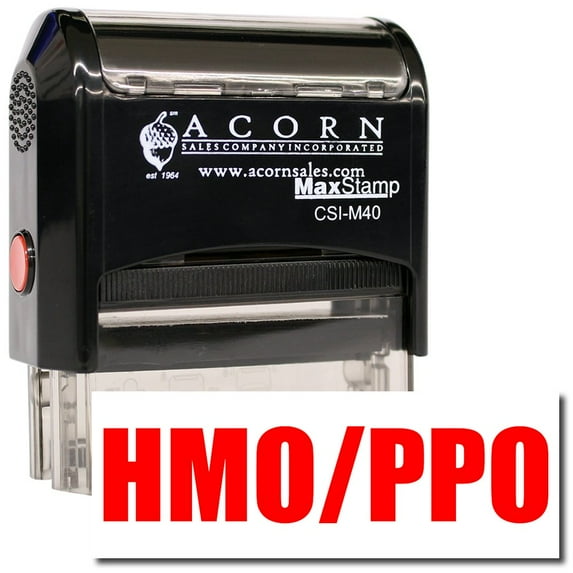 Large Self-Inking HMO/PPO Stamp with Red Ink