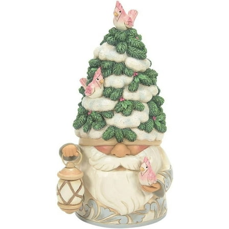 Jim Shore Four Seasons White Woodland Fir-Ever Festive Gnome with Evergreen Tree Hat