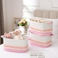 thumbnail image 5 of Natubeau 3 Pack Woven Storage Baskets, Pink 22L Large Storage Basket for Organizing, Cotton Rope Storage Bins with Heavy Tassel, Cube Laundry Baskets, 5 of 12