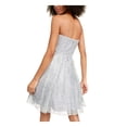 thumbnail image 2 of BLONDIE Womens Silver Glitter Sleeveless Sweetheart Neckline Above The Knee Evening Fit + Flare Dress 1, 2 of 4