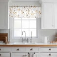 thumbnail image 3 of Yellow Brown Leaf Valance Curtains for Kitchen/Living Room/Bathroom/Bedroom Window, Rod Pocket Small Topper Half Short Window Curtains Sheer Scarf, Modern Botanical Foliage Plant Country 54"x18", 3 of 8
