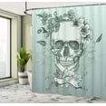 thumbnail image 4 of Ambesonne Grunge Shower Curtain, Skull and Flowers Mexico, 69"Wx70"L, Pale Teal, 4 of 4