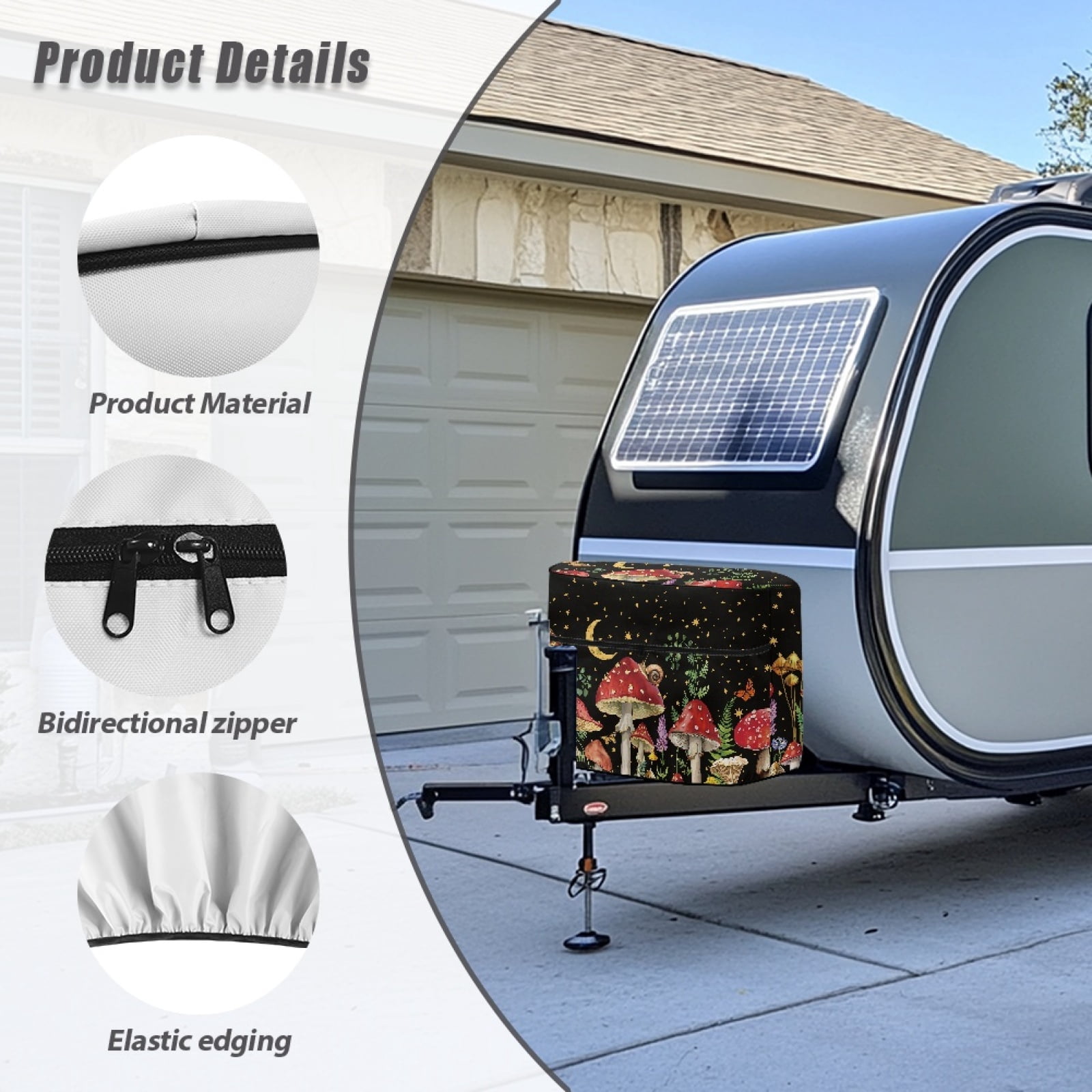 Yuyamidu Aesthetic Mushroom RV Propane Tank Cover 20LB, Weather Resistant Camper Propane Tank Cover with Zipper, Heavy Duty Accessories for RV, Travel Trailer, Camper