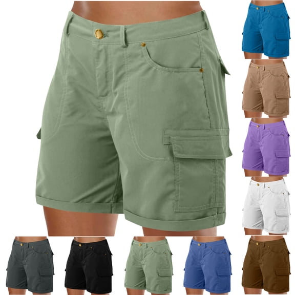 Dxzfnsa Women's Lightweight Hiking Cargo Shorts with Pockets Water Resistant Athletic Shorts for Golf Casual S-3XL