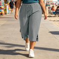 thumbnail image 2 of XAOFW Casual Capri Pants For Women Loose Fit Straight Leg Trousers High Waisted Work Pants With Pockets Trendy Bottom XXXXL, 2 of 8