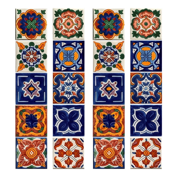 20 piezas pegatinas para azulejos, adhesivos para azulejos mexicanos, adhesivos para decoración de azulejos de pared