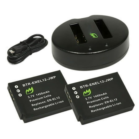Replacement for Nikon S6300 Battery (2-Pack, 1450mAh) and Dual Charger