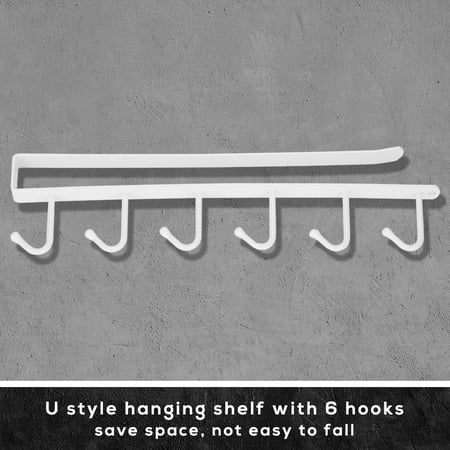 

Iron Multifunctional Storage Rack with Hooks Kitchen Cupboard Hanging Hook Shelf(White)