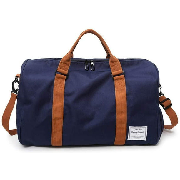 Travel Duffel Bag Large Capacity Yoga Gym Bag Durable Duffle Sports Bag  with Shoes Compartment Tote Bag for Men and Women Deep Blue 