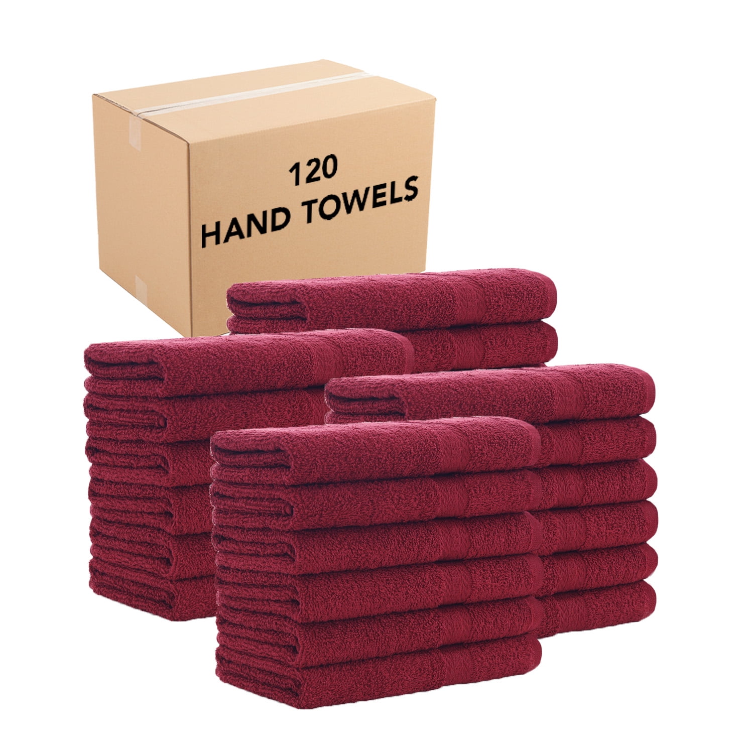 Arkwright True Color Hand Towels, Ring Spun Cotton, 16x27, (Bulk Case of 180) Burgundy Red