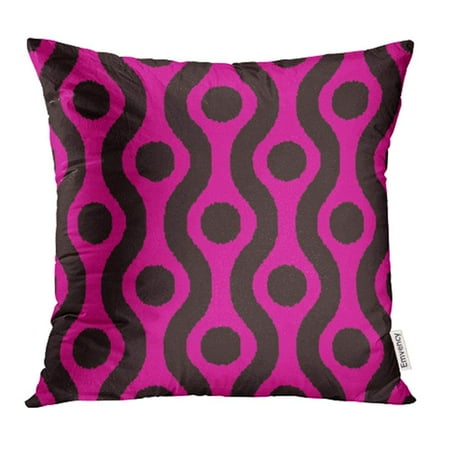 Cushion Polka - YWOTA Abstract Black and Magenta Pink Ogee Ikat Polka Dot Pattern Beautiful Geometric Line Pillow Cases Cushion Cover 20x20 inch