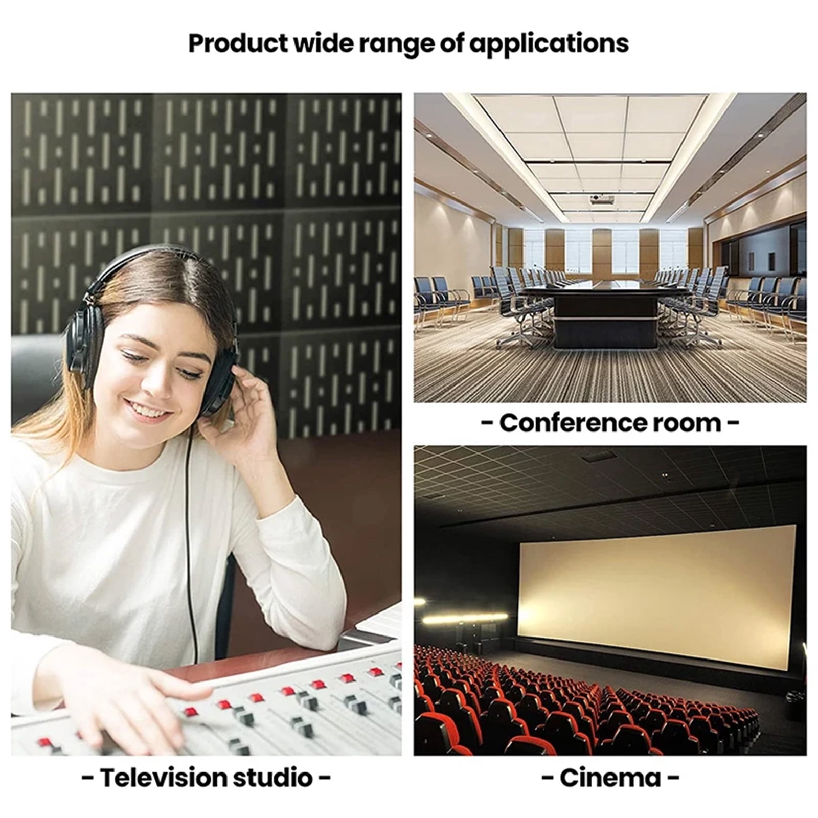 URTERYSER Pack of 12 Soundproof Foam Panels Wall Self Adhesive Acoustic Tiles Polyester Texture Perfect for Studios and Home Wall Black