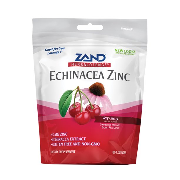 Zand HerbaLozenge Cherry Echinacea Zinc Throat Lozenges No Corn Syrup, No Cane Sugar, No