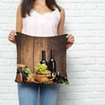 thumbnail image 2 of Red Wines Pillow Covers 24x24 Inch Decorative Throw Pillow Cover, Champagne Grapes Galsses Country Wooden Plank Sofa Pillowcases Accent Cushion Case Home Decor Bedroom Living Room, 2 of 6