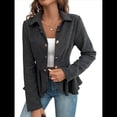 thumbnail image 2 of Elegante Blazer para Mujer, para Oficina, Trabajo, Negocios, con Dobladillo Peplum, Chaqueta Abierta con Diseño de Negro M, 2 of 9