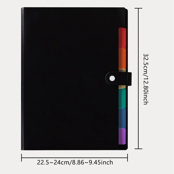 Clearance Under $3.39! 1PC 7-Pocket Accordion File Folder, Colored Insert Document Organizer for A4 Papers, Plastic, for Office & School, (32.5x24cm, Black)