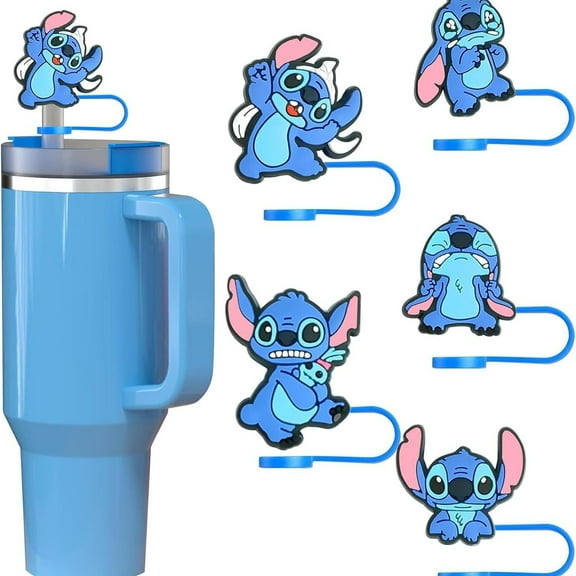 BAIZOHAI 5Pcs Straw Covers Cap for Stanley Cup, Cute Stitch Silicone Straw Toppers Accessories 10mm 0.4 Inch Compatible with Stanley Cup 30&40 Oz Tumbler, for Home and Party Decor DSN529-192