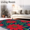 thumbnail image 2 of ODIKA 8'x10' Machine Washable Non-Slip Area Rug, Vintage Poinsettia Bloom Non Slip High Traffic Rug, Red, 611786, 2 of 7