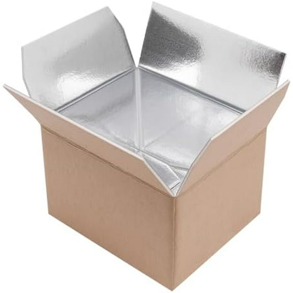 20Pcs Insulated Shipping , Large Cold Shipping Boxes, Cooler Transport Boxes with Aluminum Foil Liner for Fresh, Frozen Sea Food, Milk, Meat, 12 * 10 * 8in (Kraft Paper Color)