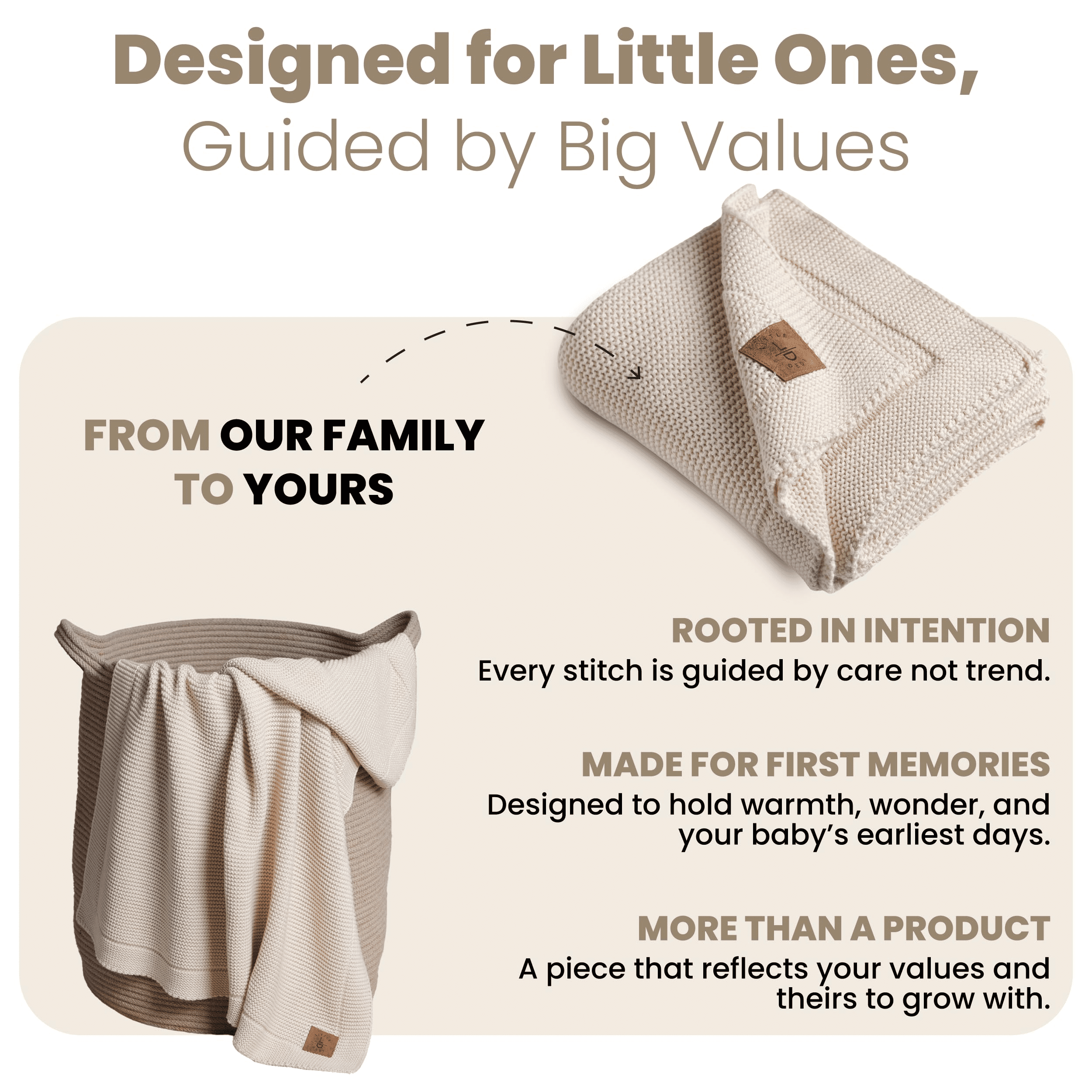 Little Dedi 100% Organic Cotton Baby Knitted Blanket with Gift Box - Soft Toddler, Crib, Stroller Blanket - Neutral Swaddle and Receiving Blanket for Newborns, 30"x40", Color Earth Ivory