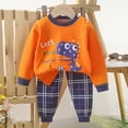 thumbnail image 2 of Hessimy Toddler Boys Sweatsuit Set - 2 Piece Boys Hoodie and Cargo Sweatpants Children Underwear Sets Fleece Pullover Hoodie and Jogger Pants Hoodie Sweatsuits and Pants (Orange,3-6 Months), 2 of 2