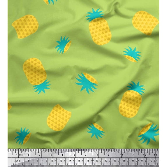 Soimoi Rayon Fabric Pine Fruits Printed Fabric 1 Yard 56 Inch Wide