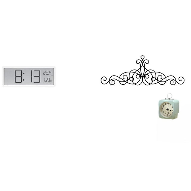 Reloj de pared digital multifuncional para oficina, decoración de pared de metal rústico, adorno de figura, estatua colgante, hecho de polipropileno.