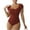 Wine, variant on Fesfesfes Ladies Square Neck Swimwear Monokini Women Solid Color Swimsuit Tummy Control Bathing Suit Pool Party Swimwear Front Zipper Tight-fitting Beachwear Gifts for Her