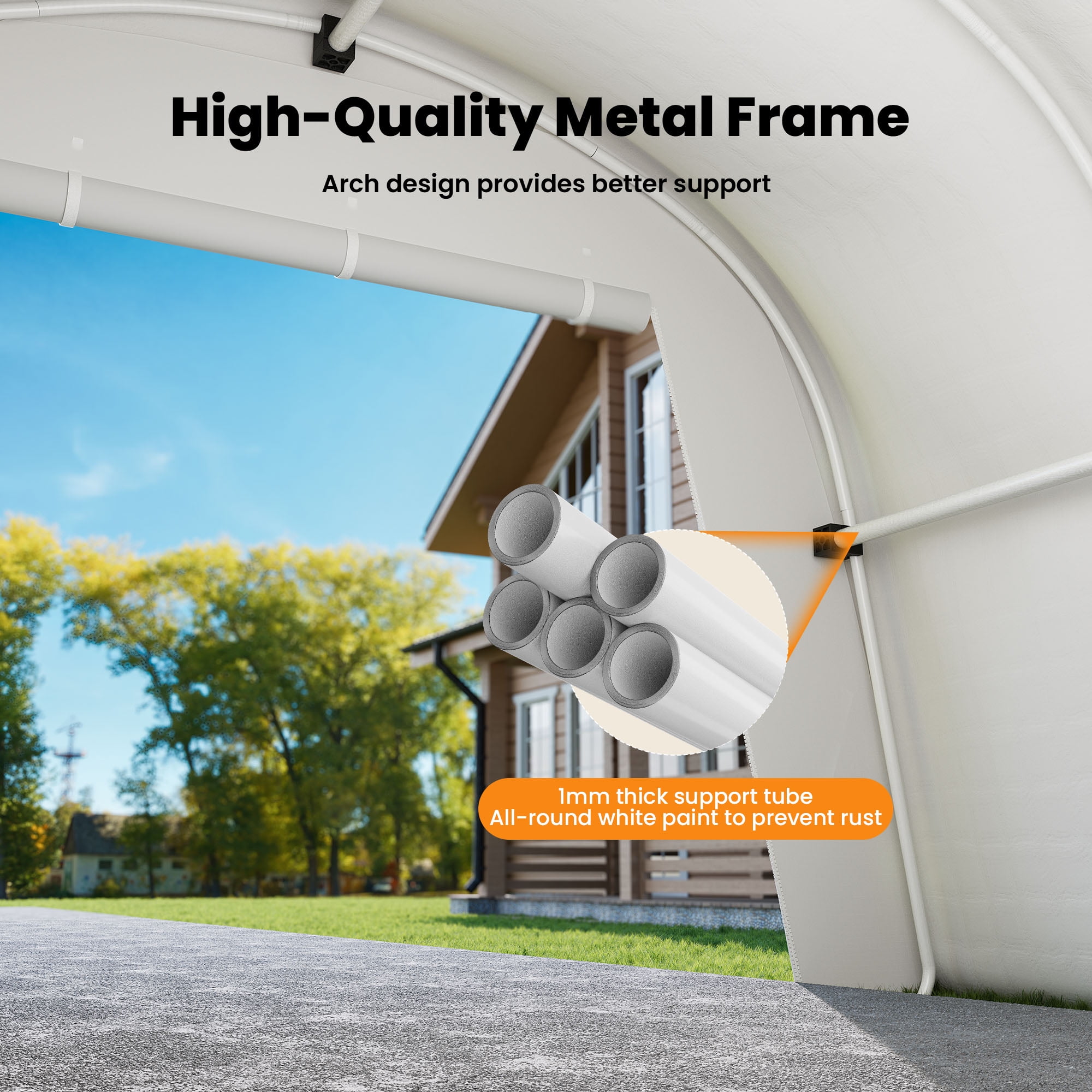 VENTOPYR 10'x20'Heavy Duty Carport ,Portable Outdoor Canopy Garage with Waterproof PE Roof and Steel Frame