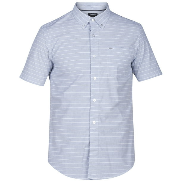 Hurley Camisa abotonada con forro para hombre, azul, grande Hurley Botones al frente