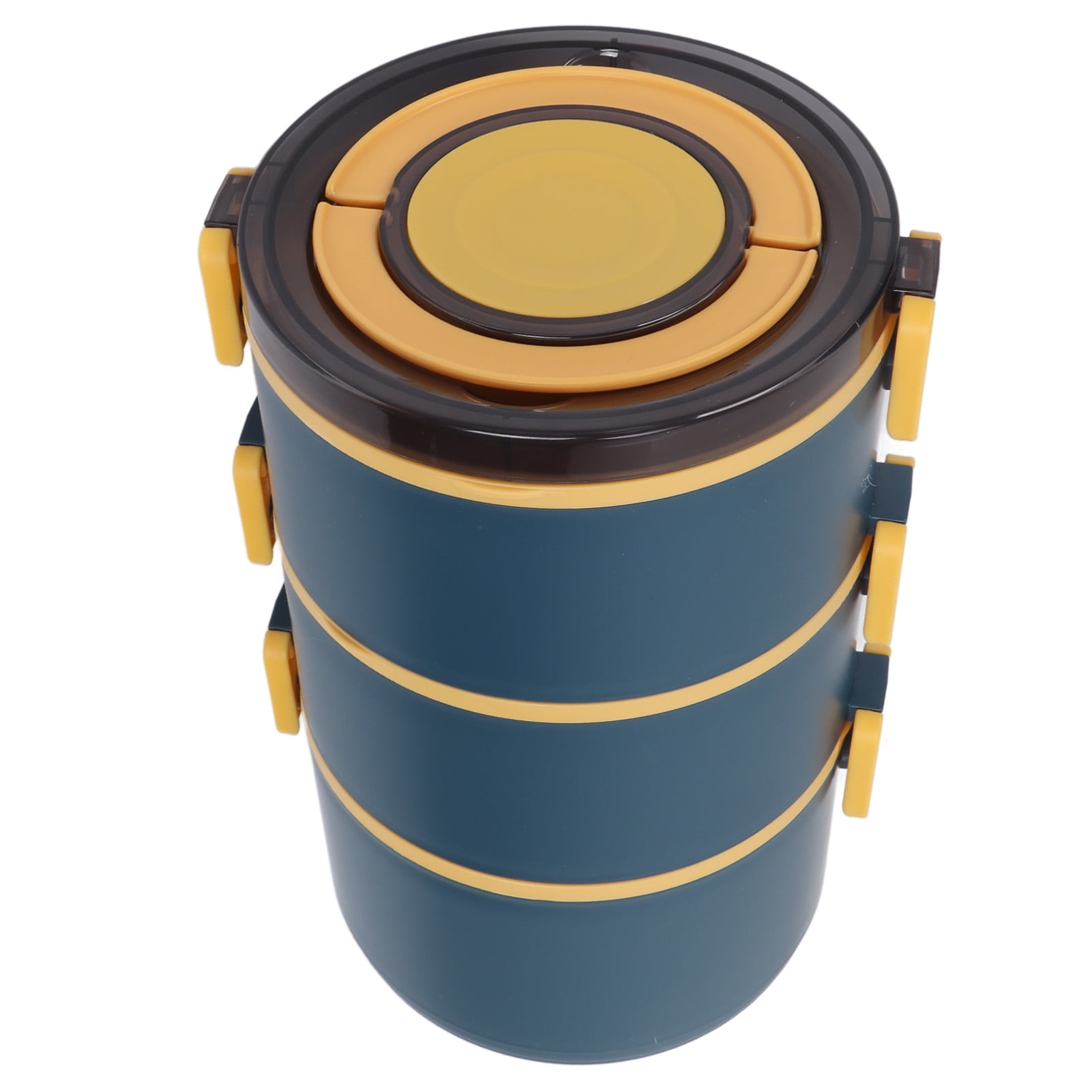 NFTIGB 2200ml Three Layer Stackable Round Bento Lunch Box Portable Thermal Food Container, Blue