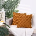 thumbnail image 6 of REGALWOVEN Set of 2 Solid Color Cut Flower Checkered Throw Pillow Covers Soft Cozy Neutral Decorative Cushion Covers for Sofa Home Decor Brown 18" x 18", 6 of 6