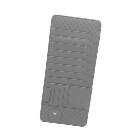 Unique Bargains Faux Leather Car Sun Visor CD DVD Storage Sunglass Card Holder Pocket Gray