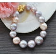 thumbnail image 3 of K-KED Beautiful 8" 14mm Pink Lavender Round Keshi Edison Pearl Bracelet, 3 of 3