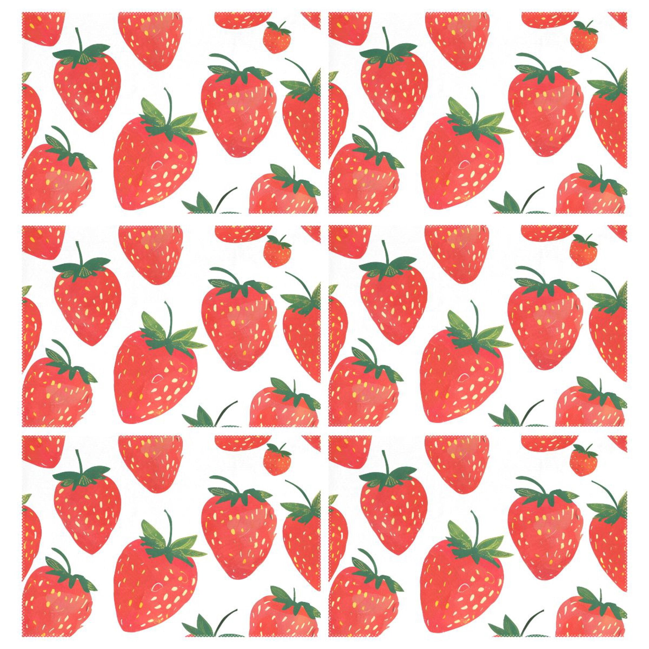 Strawberries 12×18 inch Placemats Heat Resistant Washable Foldable Rectangular Placemats Set Decoration Indoor Outdoor for Kitchen Dining Table 6PCs
