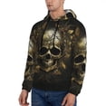 thumbnail image 3 of Fotbe Men's Hoodie with Vintage Gold Leaf Skull Pattern - Kangaroo Pocket Pullover Hooded Sweatshirt, Perfect for Daily Wear, Travel, and Home-X-Large, 3 of 7