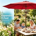 thumbnail image 6 of Pipopa 9FT Outdoor Patio Umbrella with Push Button Tiltand Crank, Ourdoor Market Leisure Umbrella for Beach, Garden, Yard, Home, Pool, Red, 6 of 8