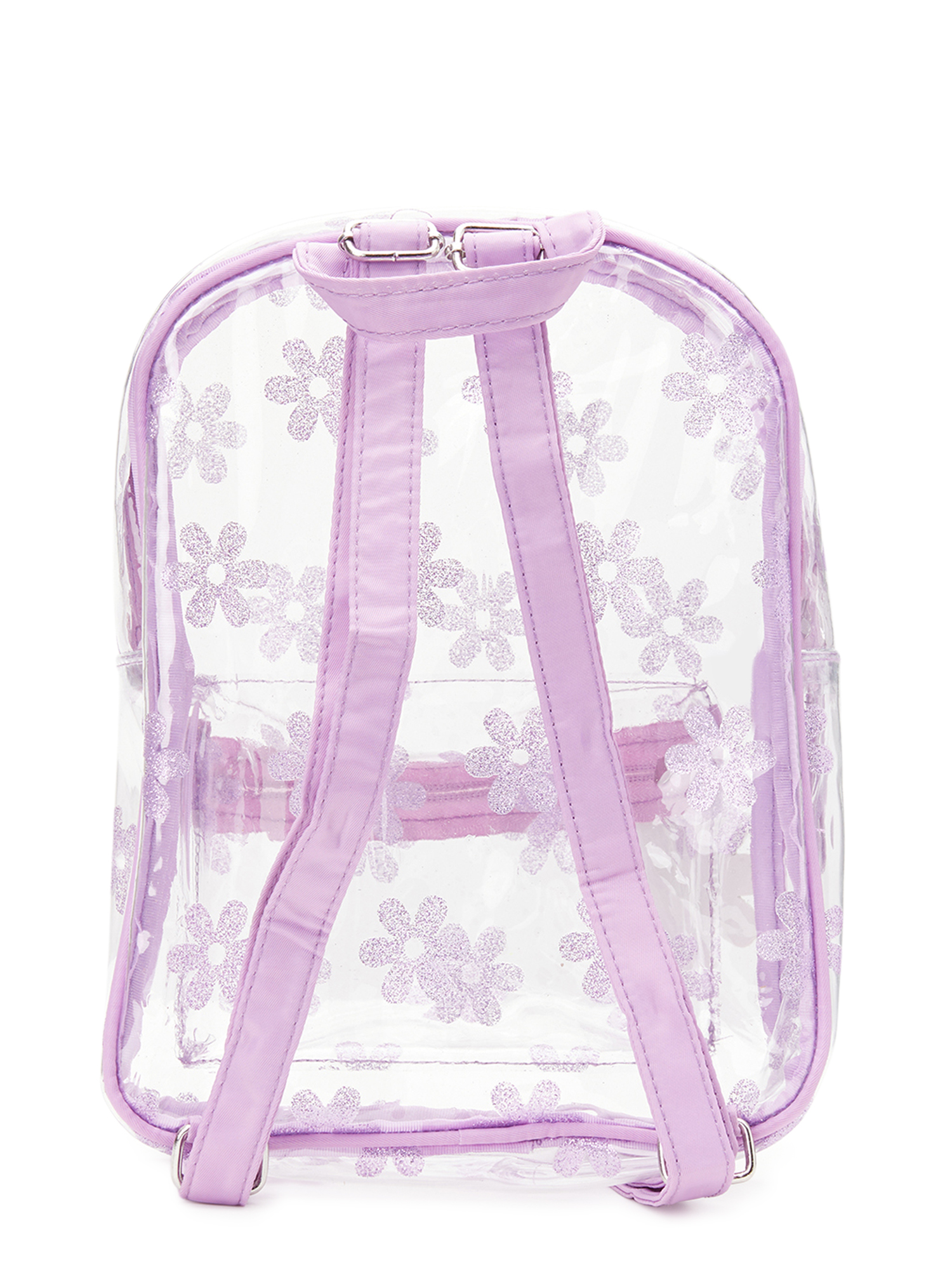 Wonder Nation Children's Daisy Glitter Print Clear Mini Dome Backpack, Purple - image 2 of 5