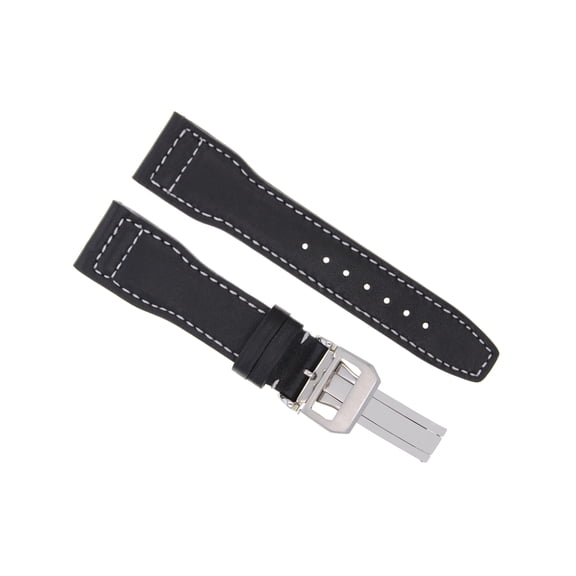 21MM LEATHER WATCH STRAP BAND FOR  IWC PILOT PORTUGUESE 377714    CLASP BLACK WS