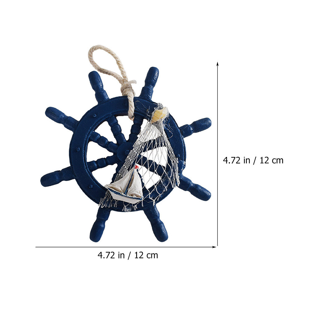 Nautical Decor Wood Ship Rudder Mediterranean Style Boat Steering Wheel