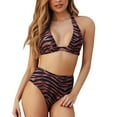 thumbnail image 1 of Cathalem Plus Size Swimwear High Waisted Halter Triangle Tops V Neck Scalloped Crochet,A S, 1 of 1