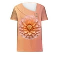 thumbnail image 4 of GA WEIHUA Womens Floral Print T Shirts Casual V Neck Shirts Loose Short Sleeve Tops 2025 Summer Fashion Blouses(Orange,XXXL)Clearance Sale, 4 of 5