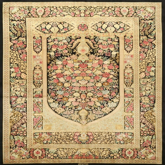 Ahgly Company Machine Washable Indoor Square Traditional Sienna Brown Area Rugs, 7' Square