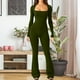 thumbnail image 3 of Monos de moda, mameluco suave de pierna ancha y largo completo para fiestas, vacaciones, viajes Color verde L Yuyangstore Mono corto, 3 of 8